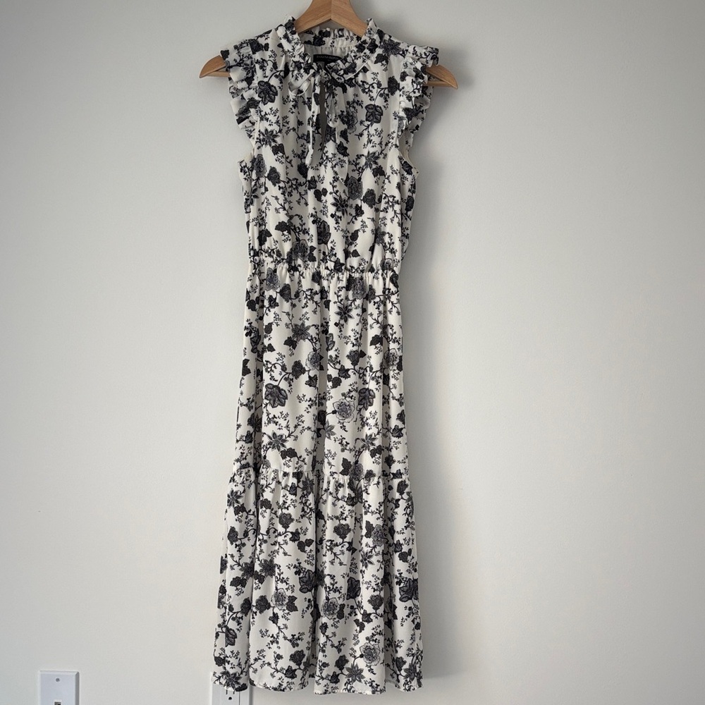 Banana Republic Black and White Floral Midi Dress